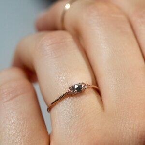 Catbird 14K Diamond Slumberous Light Ring Rose gold 5.5 black diamond rose cut